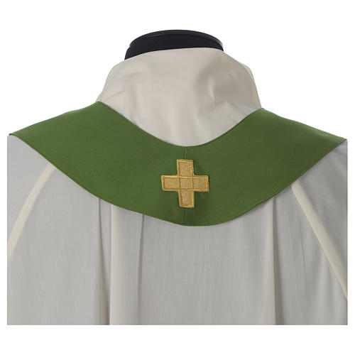 Ivory chasuble with Eucharist symbol in polyester Gamma 9