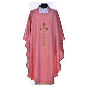 Pink chasuble with cross embroidery Gamma
