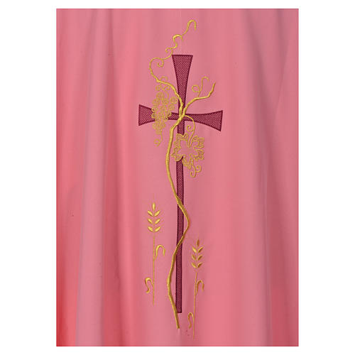 Pink Priest Chasuble with cross embroidery 4