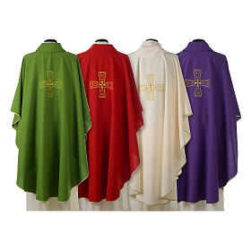 Catholic Priest Chasuble with embroidered gold cross Gamma