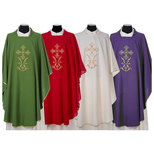 Liturgical chasuble with cross in 4 colours Gamma 1