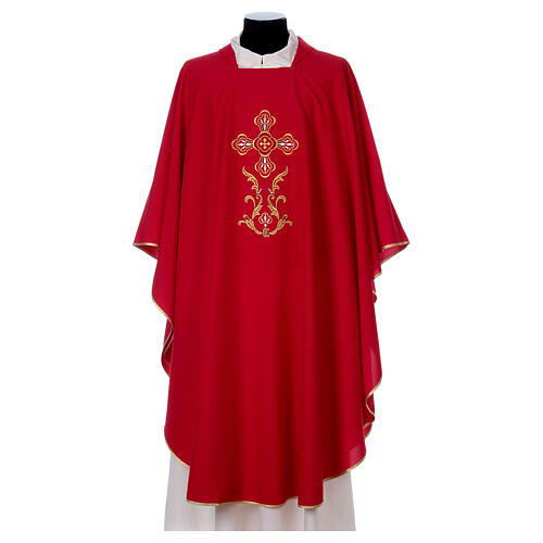 Liturgical chasuble with cross in 4 colours Gamma 5