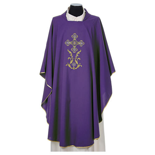 Liturgical chasuble with cross in 4 colours Gamma 7