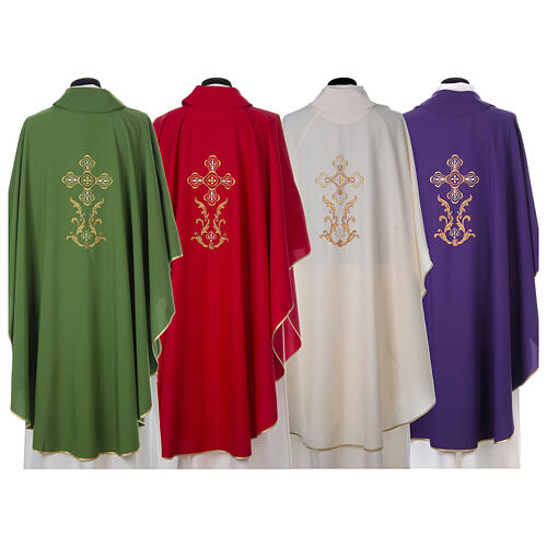 Liturgical chasuble with cross in 4 colours Gamma 9