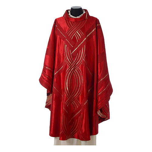 Liturgical Chasuble in wool, silk and lurex with decoration Gamma 4
