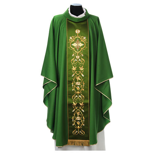 Chasuble with gold embroidered orphrey, pure wool Gamma 3