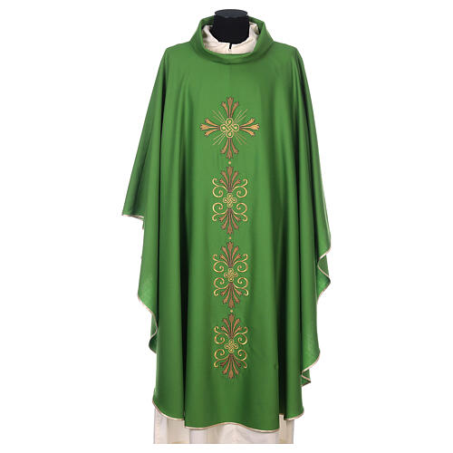 Chasuble in pure wool, cross and lily Gamma 3