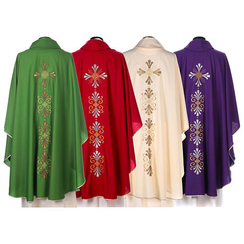 Chasuble in pure wool, cross and lily Gamma 9