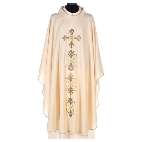 Priest Chasuble in pure wool with cross and lily Gamma 6