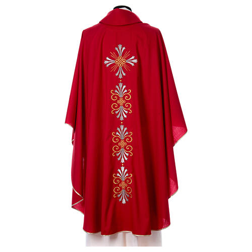 Priest Chasuble in pure wool with cross and lily Gamma 8