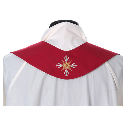 Priest Chasuble in pure wool with cross and lily Gamma 11