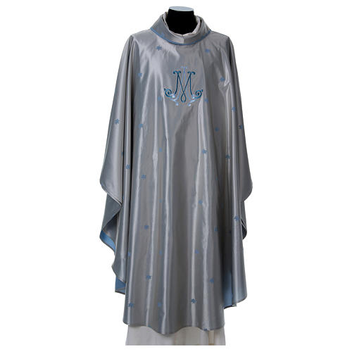 Marian Grey Chasuble in wool and silk Gamma 1