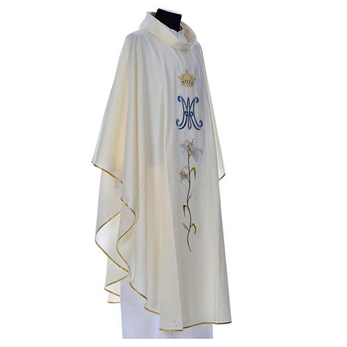 Clerical Chasuble with Marian Symbol in pure wool Gamma 9