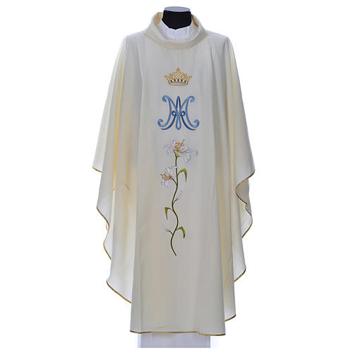 Clerical Chasuble with Marian Symbol in pure wool Gamma 1