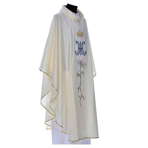 Clerical Chasuble with Marian Symbol in pure wool Gamma 2