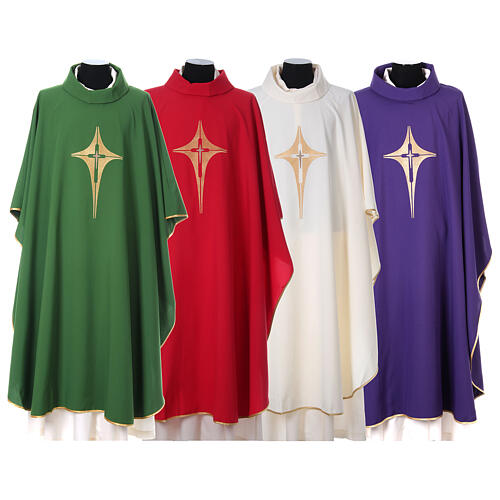 Chasuble in 100% polyester with stylised cross 1