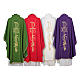 Chasuble in 80% polyester 20% wool, Chi-Rho, Alpha Omega embroid s2