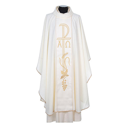 Priest Chasuble with Chi-Rho, Alpha Omega embroidery 80% polyester 20% wool 5
