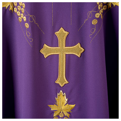 Chasuble in 80% polyester 20% wool, IHS, grapes and wheat embroi 8