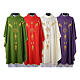 Chasuble in 80% polyester 20% wool, IHS, grapes and wheat embroi s1
