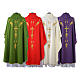Monastic Chasuble in 80% polyester 20% wool, IHS, grapes and wheat embroidery s2