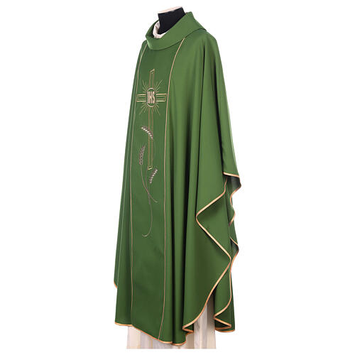 Chasuble in 80% polyester 20% wool, cross, rays and IHS embroide 7