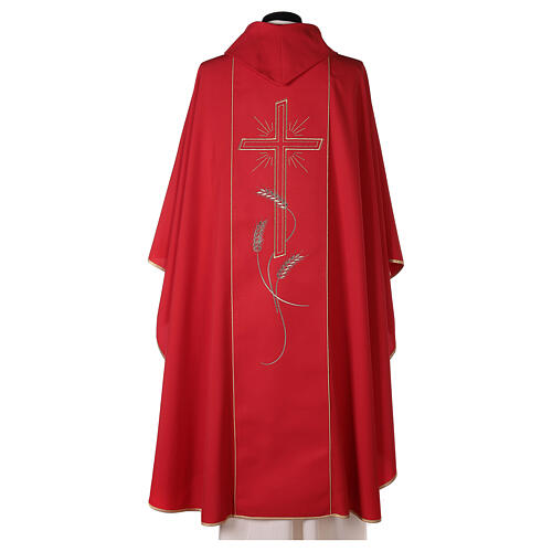 Chasuble in 80% polyester 20% wool, cross, rays and IHS embroide 8