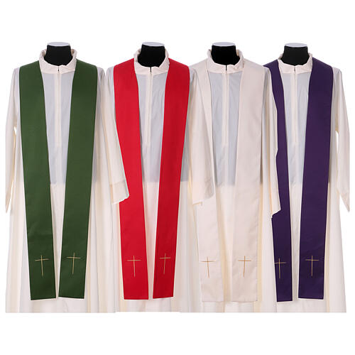 Chasuble in 80% polyester 20% wool, cross, rays and IHS embroide 10