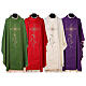 Chasuble in 80% polyester 20% wool, cross, rays and IHS embroide s1