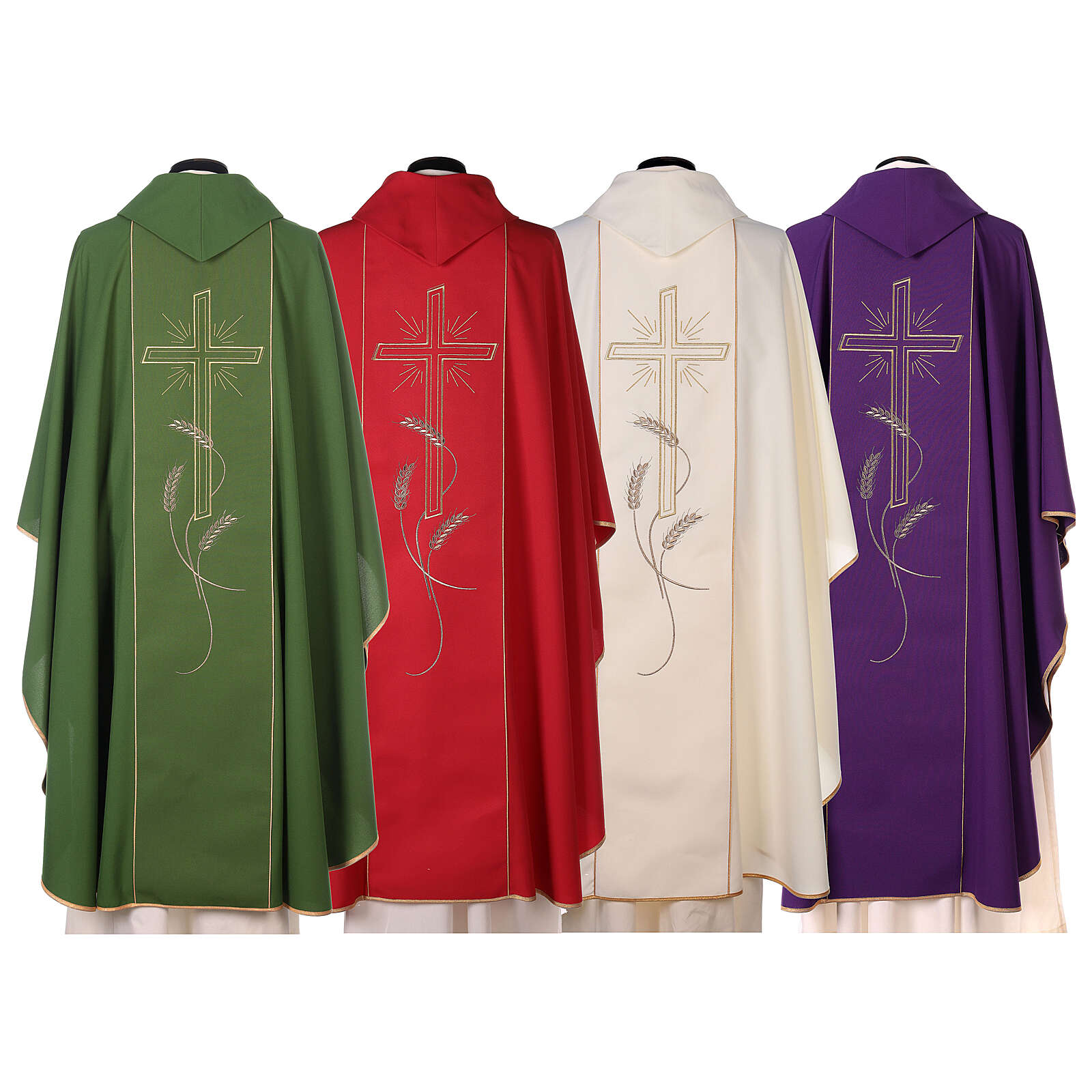 Monastic Chasuble with cross, rays and IHS embroidery in 80% | online ...