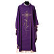 Monastic Chasuble with cross, rays and IHS embroidery in 80% polyester 20% wool s6