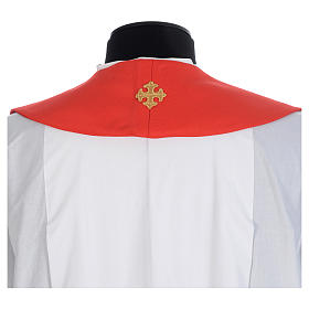 Chasuble in 100% polyester, cross and golden embroidery