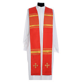 Chasuble in 100% polyester, cross and golden embroidery