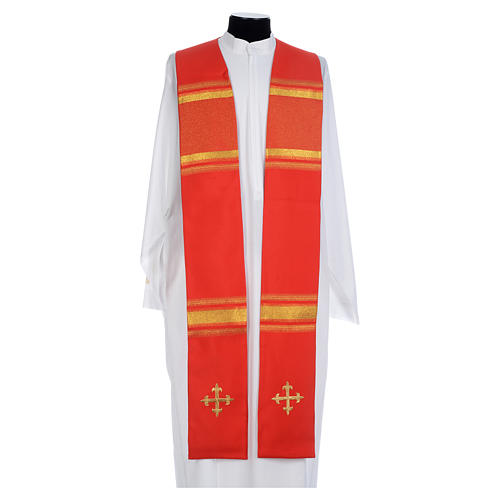 Chasuble in 100% polyester, cross and golden embroidery 1