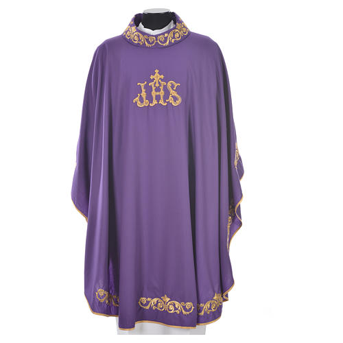 Chasuble in 20% wool 80% polyester, IHS, embroidery on relief 3