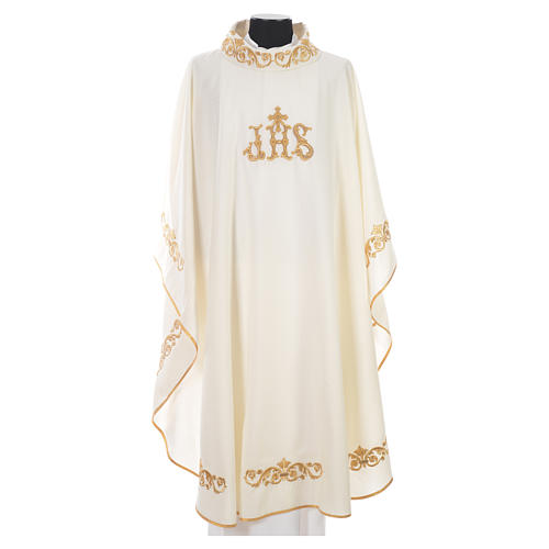 Chasuble in 20% wool 80% polyester, IHS, embroidery on relief 4