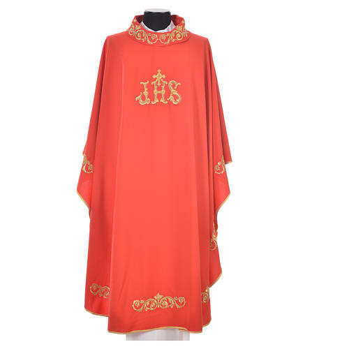 Chasuble in 20% wool 80% polyester, IHS, embroidery on relief 5
