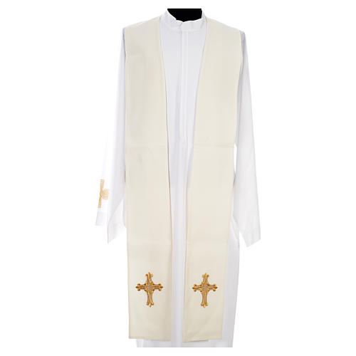 Clerical Chasuble in 20% wool 80% polyester, IHS, embroidery on relief 13