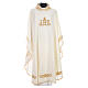 Clerical Chasuble in 20% wool 80% polyester, IHS, embroidery on relief s4