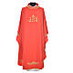 Clerical Chasuble in 20% wool 80% polyester, IHS, embroidery on relief s5