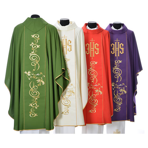 IHS Chasuble with golden embroidery in 80% polyester 20% wool 2
