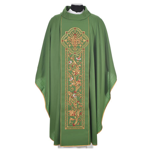 Chasuble in 100% wool, IHS, ears of wheat embroidery 6