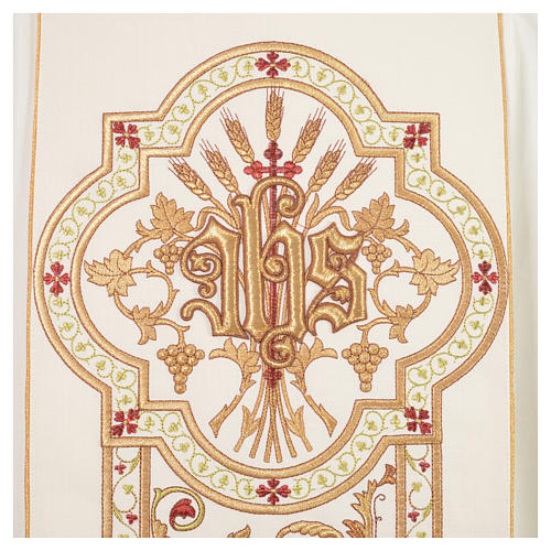Chasuble in 100% wool, IHS, ears of wheat embroidery 7