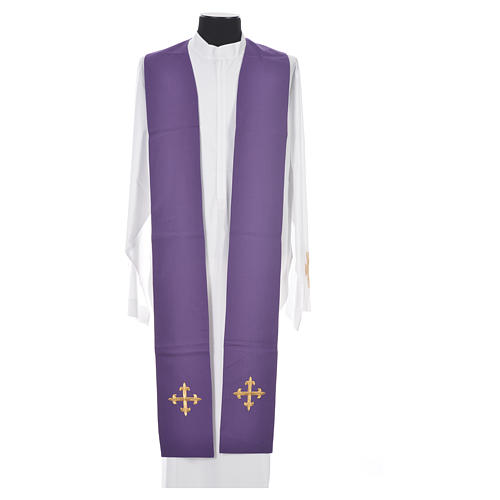IHS Chasuble in 100% wool with ears of wheat embroidery 14