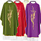 Chasuble in 80% polyester 20% wool, cross and ears of wheat s1