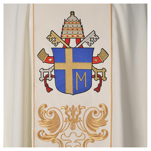 Cream Chasuble with John Paul II in 80% polyester 20% wool 3