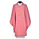Pink chasuble in 100% polyester, cross, lily s1