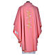 Chasuble liturgique rose 100% polyester croix lys s2