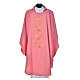 Pink chasuble in 100% polyester, cross, ears of wheat s1