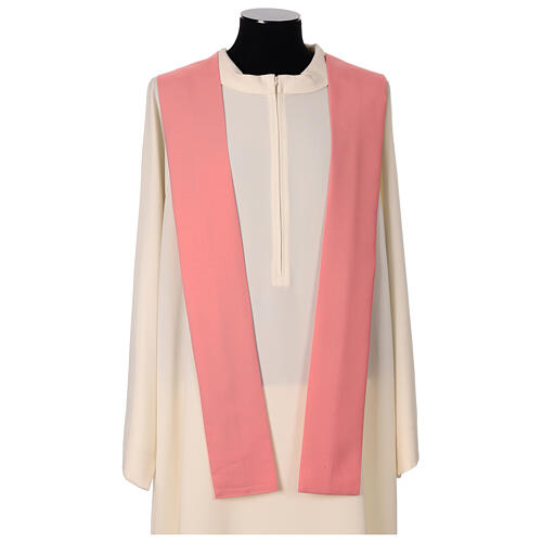 Pink chasuble in 100% polyester, Chi-Rho ears of wheat, grapes 5